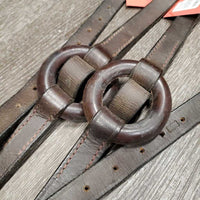 Pr Donut Side Reins, 2 Add-on Brass Rings *gc, stiff, dry, rubs, scrapes, creases, mnr dirt
