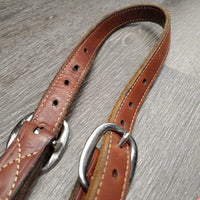 MacPherson Double Stitched Leather Show Halter with Engraved Silver *vgc, v. mnr dirt, rubs, sm dents, tarnished silver
