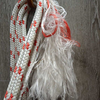 Braided Rawhide Bosal, Leather Hanger, Cotton Rope Fiador, Nylon Rope Mecate Reins, horse hair tassels *vgc, frayed rope end
