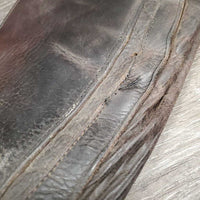 Pr Thick Leather Half Chaps *gc/fair, dirt, older, elastic: popped & stretched, rubs, faded
