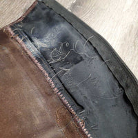 Pr Thick Leather Half Chaps *gc/fair, dirt, older, elastic: popped & stretched, rubs, faded
