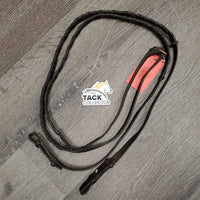 Pr Soft Braided Reins *fair/gc, older, clean, residue, film, unstitched end, loose keepers & hook
