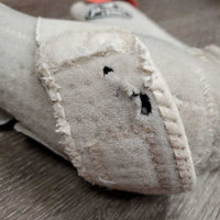 Pr Closed Boots, velcro *gc/fair, clean, pilly, rubs, stains, dingy, hairy, peeled straps, older, rips
