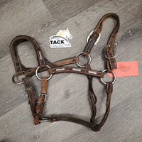 Adjustable Leather Show Halter *gc, dirt, stained, v. cracked leather, torn crown end, short crown pice
