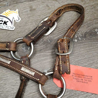 Adjustable Leather Show Halter *gc, dirt, stained, v. cracked leather, torn crown end, short crown pice
