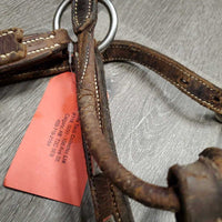 Adjustable Leather Show Halter *gc, dirt, stained, v. cracked leather, torn crown end, short crown pice
