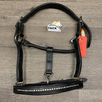 Leather Bling Halter, Padded Crown, Snap, Adj *xc, clean, dusty, film, mnr scratchesbling: missing stone & loose
