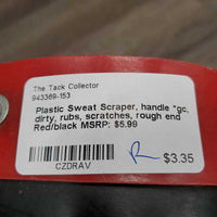 Plastic Sweat Scraper, handle *gc, dirty, rubs, scratches, rough end
