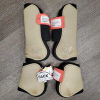 Open Front & Hind Boots, velcro *gc, clean, residue, stains, scrapes, scuffs, hair
