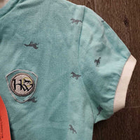 SS Polo Shirt, 1/4 Button Up *gc, mnr dingy, loose threads, faded
