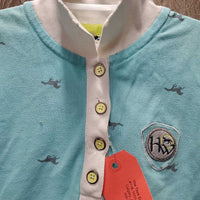 SS Polo Shirt, 1/4 Button Up *gc, mnr dingy, loose threads, faded
