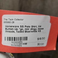 SS Polo Shirt, 1/4 Button Up *gc, mnr dingy, loose threads, faded
