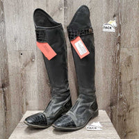 Pr Dress Boots, Front Zips, Crocodile Trim, Mesh Lining *fair/gc, dirty, v.puckered & creased
