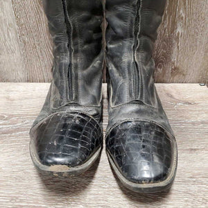 Pr Dress Boots, Front Zips, Crocodile Trim, Mesh Lining *fair/gc, dirty, v.puckered & creased