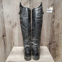 Pr Dress Boots, Front Zips, Crocodile Trim, Mesh Lining *fair/gc, dirty, v.puckered & creased
