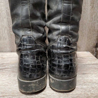 Pr Dress Boots, Front Zips, Crocodile Trim, Mesh Lining *fair/gc, dirty, v.puckered & creased
