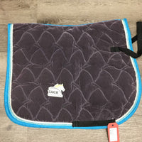 Velvet All Purpose Saddle Pad, x2 piping, tabs *gc, curled, rubbed/peeling piping, threads,pills
