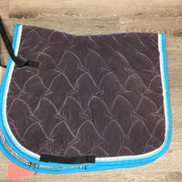 Velvet All Purpose Saddle Pad, x2 piping, tabs *gc, curled, rubbed/peeling piping, threads,pills
