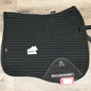 Quilt Dressage Saddle Pad, x2 piping, tabs *vgc, rubbed, tearing/fraying, mnr hair, threads