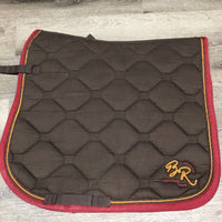 Quilt Dressage Saddle Pad, "BR" embroidery, x2 piping, bling *vgc, mnr hair, pills, rubs
