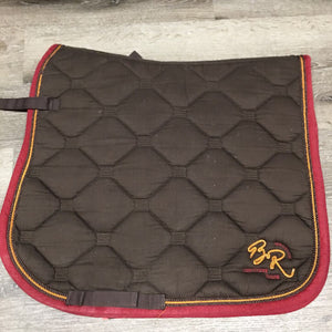 Quilt Dressage Saddle Pad, "BR" embroidery, x2 piping, bling *vgc, mnr hair, pills, rubs