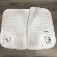 Quilt Jumper Baby Pad, embroidered *gc, clean, stained, v. dingy, pilly rubbed binding
