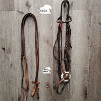 Rsd/FS Figure 8 Bridle, Clinker Browband, Rubber Reins *vgc, cut crown, clean, xholes, soft, mismatched, scraped edges
