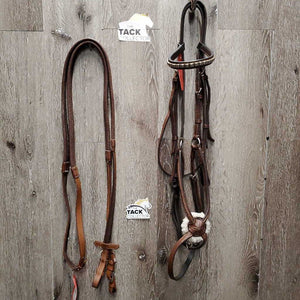 Rsd/FS Figure 8 Bridle, Clinker Browband, Rubber Reins *vgc, cut crown, clean, xholes, soft, mismatched, scraped edges