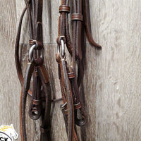 Rsd/FS Figure 8 Bridle, Clinker Browband, Rubber Reins *vgc, cut crown, clean, xholes, soft, mismatched, scraped edges
