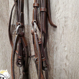 Rsd/FS Figure 8 Bridle, Clinker Browband, Rubber Reins *vgc, cut crown, clean, xholes, soft, mismatched, scraped edges