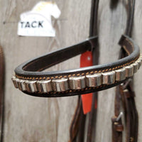 Rsd/FS Figure 8 Bridle, Clinker Browband, Rubber Reins *vgc, cut crown, clean, xholes, soft, mismatched, scraped edges
