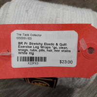 Pr Stretchy Elastic & Quilt Exercise Leg Wraps *gc, clean, snags, rubs, pills, hair, mnr stains
