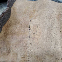 JUNIORS Light Suede Half Chaps *gc/fair, dirty, faded, peeled, rubs, stains, elastics: dirty & stretched, unstitched seam
