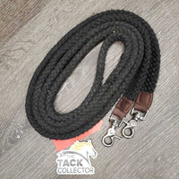 Wide Braided Cotton Western Loop Reins, snaps *fair, snags, rubs, hair, faded, frays
