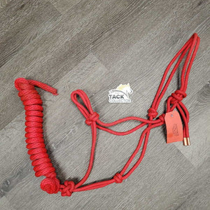 Thick Med Soft Nylon Rope Halter, attached Lead Rope *vgc/xc, mnr dirt, snags, rubs