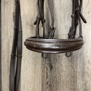 Rsd Padded Monocrown Bridle, Smooth Thick Reins, finger stops *vgc, mnr dirt, creases