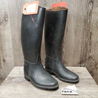 JUNIORS Tall Rubber Boots, Pull ON *gc, clean, mnr scratches, stains, holey inner heels
