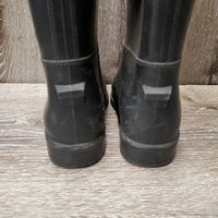 JUNIORS Tall Rubber Boots, Pull ON *gc, clean, mnr scratches, stains, holey inner heels
