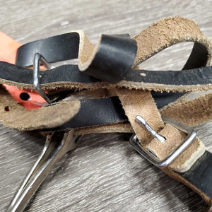 Pr Light POW Spurs, Thin Wide Leather Spur Straps *vgc, stains Straps: vgc, scrapes, stains, older