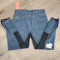 Denim Full Seat Breeches *gc, seam puckers, mnr rubs & faded
