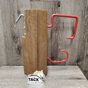 Hanging Wood Harness - Bridle Rack - Holder, 2 Hooks *gc, rubs, scratches, stains, chipped