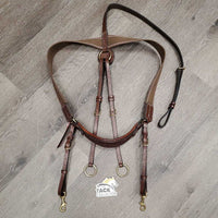 Wide Elastic Breastplate, 2 Piece Running Martingale, Add on ?Antares Wither Bridge *like new, Bridge: mnr stain & residue, mnr residue
