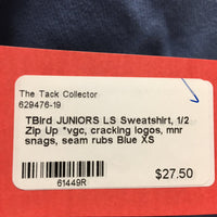 JUNIORS LS Sweatshirt, 1/2 Zip Up *vgc, cracking logos, mnr snags, seam rubs
