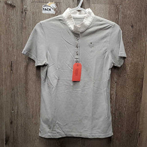 SS Polo Show Shirt, 1/2 Button Up, Blings, attached snap Collar *gc, seam puckers