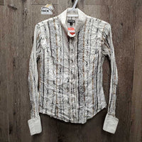 LS Show Shirt *gc/fair, older, mnr stains, seam puckers, dingy, pits
