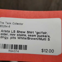 LS Show Shirt *gc/fair, older, mnr stains, seam puckers, dingy, pits
