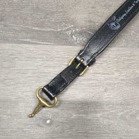Adjustable Leather Belt, bit clip *like new/xc, green residue, mnr dents, older
