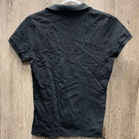 SS Polo Shirt, 1/4 Button Up *gc, mnr faded collar & edges, hair
