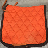 Quilt Dressage Saddle Pad, piping, tabs *gc, stained, rubs, pills, lint, faded
