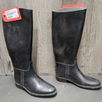 JUNIORS Tall Rubber Riding Boots, Pull On *gc, rubs, scratches, dust, holey inside heels
